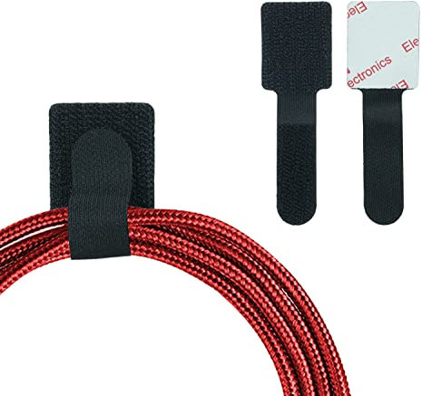 YOYCOOL 30 Pieces HookLoop Tape Wire Organizer,3M Adhesive Cable Ties Desk Wire Organizer Self Adhesive Cable Management HookLoop Tape,Detachable Without Leaving Residues,Black,3.55*1.1 inchs