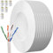 Cable Ethernet 30 Metros, Cat 6 Cable de Red UTP(Unshielded twisted pair) Cable a Granel Rj45 Network Cable Gigabit Blanco LAN Alta Velocidad Cable Internet de 250mhz