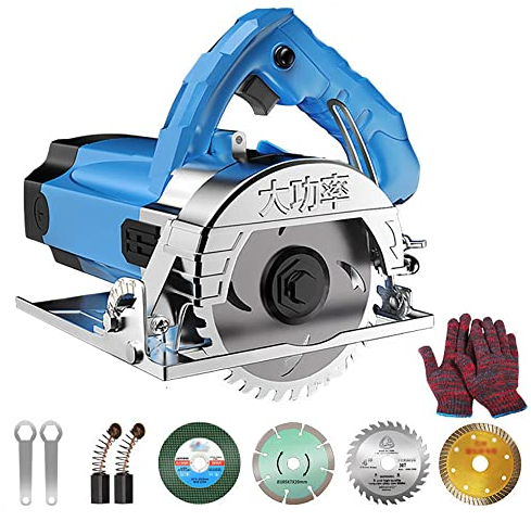 SATSAT Machine De DéCoupe De Carreaux 3800 W (Coupe Rapide),Scie éLectrique Polyvalente pour Couper La Pierre, Le Bois,Le MéTal, Le Carrelage,Profondeur Et Angle De Coupe RéGlables (0-30 Mm, 0~45°)