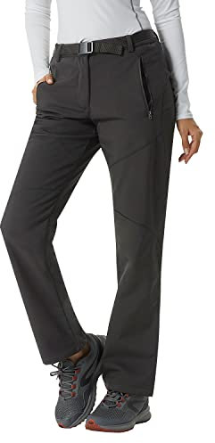 YUSHOW Pantalon Ski Femme Hiver Imperméable Pantalon de Randonnée Softshell Chaud Doublé Coupe Vent Polaire Pantalon de Montagne Escalade Snowboard Trekking, Grau, XXL