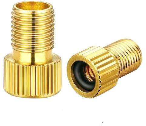AUTOZOCO Adaptador de Aluminio de válvula Presta a Schrader para Bicicleta, Conversor de válvula Presta a Schrader, Adaptador de válvula de Bicicleta Presta a Schrader, Aluminio, 1 Unidad, Dorado