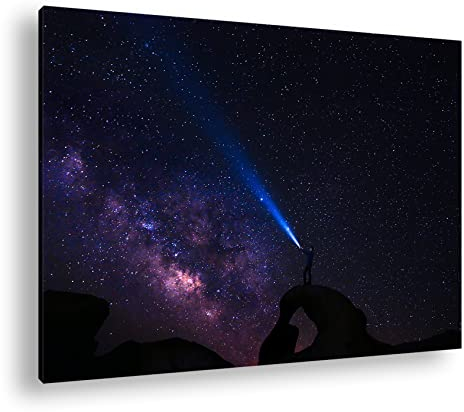 deyoli Lichter bei Nacht Format: 60x40 als Leinwandbild, Motiv fertig gerahmt auf Echtholzrahmen, Hochwertiger Digitaldruck, Kein Poster oder Plakat