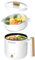 Audecook - Olla caliente eléctrica con vapor, mini cocina portátil de viaje de 1,8 l, sartén eléctrica multifuncional antiadherente para freír/estofado/vapor, perfecta para fideos ramen, pasta/huevo