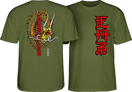 Powell Peralta Steve Caballero Ban This Dragon T-Shirts, Military Green '2', L