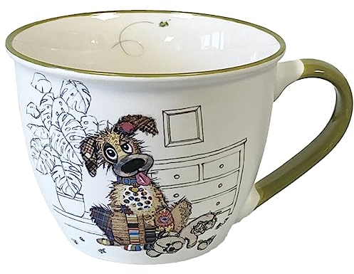 KIUB Bol timbale avec une anse - Motif chien gentil - matière porcelaine fine - contenance 550ML
