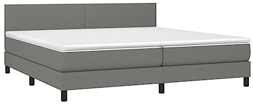 vidaXL Boxspringbett mit Matratze Polsterbett Doppelbett Bett Hotelbett Schlafzimmerbett Bettrahmen Bettgestell Lattenrost Dunkelgrau 200x200cm Stoff