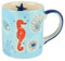Mila Keramik-Becher Save The Ocean ca. 250ml Maritime Tee- und Kaffee-Tasse mit Meer-Motiven wie Seestern Seepferd Koralle Krabbe Krebs als Geschenk zur Urlaubs-Vorfreude