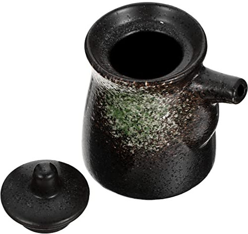 Angoily Bouteille de sauce soja rétro en céramique - Réutilisable - 1 unité - Bouteille à col étroit - Pour cuisine et préparation de repas - Stockage à la maison et utilisation en cuisine