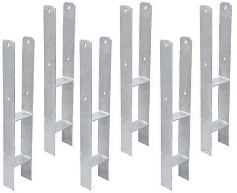 Daromigo H-Anker Pfostenträger zum Einbetoniere Länge 600mm Tiefe 111mm H-Pfostenanker Stahl Ausbauanker für Autohaus, Pfahlhaus, Wildturm 10 Stück