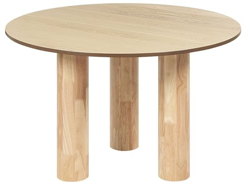 Beliani Esstisch helle Esche rund ⌀ 120 cm mit Holzgestell rustikal Orin