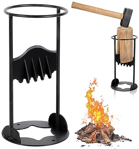 Manueller Holzspalter Kindling Cracker Brennholzspalter, Brennholzspaltwerkzeug Gusseisen Holzspalter Handschneider Anzündholzspalte für Campen Outdoor Zuhause, 27 * 14.5 * 14.5cm, Schwarz (A)