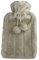 Hot Water Bottle with Cosy Faux Fur Pom Pom Cover | Fluffy Super Soft Large 2 Litre Bottle (Cream)
