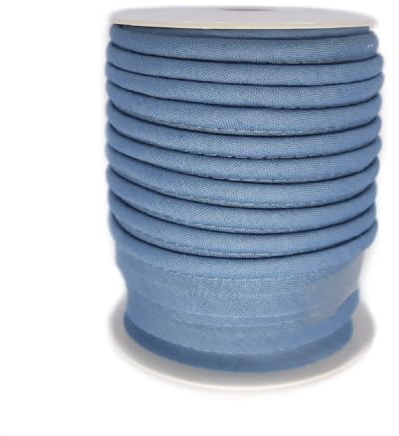 TEXTEX = Piping for Sewing, Decoration, and Crafts. Composition 50% Cotton and 50% Polyester. Total Width of 15mm, Cord of 5mm, and Flap of 10mm. 10 Meter Reel - (Medium Blue)