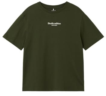 NAME IT Jungen Nkmbrody Nreg Top Noos T-Shirt, Rifle Green/Print:w. Jet Stream Print, 134-140 EU