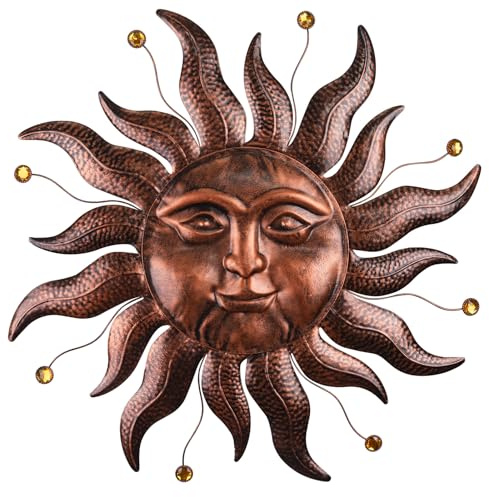 VESTCDF Metall-Wandkunst-Dekoration für den Innen- und Außenbereich, mit Sonnengesicht, 66 cm, große Außensonne, Metalldekorationen zum Aufhängen an Haus, Wohnzimmer, Schlafzimmer, Terrasse, Zaun, Hof