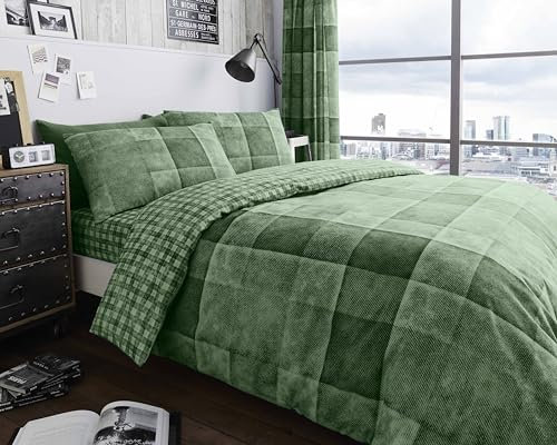 GC GAVENO CAVAILIA Parure de lit Double à Carreaux avec 2 taies d'oreiller Vert 200 x 200 cm
