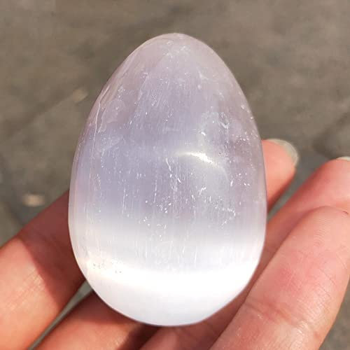 OSBCMZGE Inicio Colecciones 5cm Selenita Roca Cristal Huevo Cuarzo selenita Huevo Artesanía Piedras Preciosas Huevos Esfera
