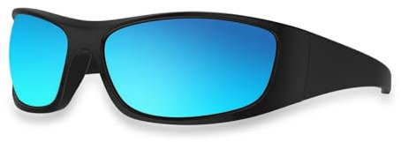 Bloomoak CAT4 Lens Lunettes de soleil polarisées miroir bleu | Lunettes de soleil sport enveloppantes unisexe | UV400 | Pour la photophobie (Olive Green/Blue Mirrored)