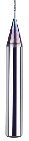 SpeTool 1/32 Down Cut CNC Router Bits 1/4 Inch Shank with TAC Long Life Coated , Solid Carbide Spiral End Mill Plunge Cut for Wood Engraving Carving