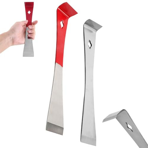 XKrmp Woodworker's Multi-Purpose Magic, Stainless Steel Spatula Nail Puller, Stainless Steel Mini Pry Bar Scraper Set, Trim Puller Tool for Baseboard, Stainless Steel Pry Bar Scraper Set (2*)