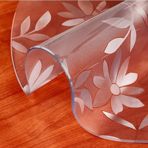 GYYFQH Film de Table Rond Mat Film de Table Transparent Mat Rond Film de Table Mat Nappe en PVC Mat adapté aux Plateaux de Table en Bois marbre Brillant et Verre(2mm,120cm)