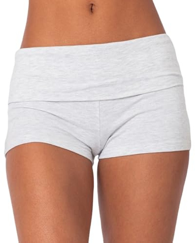Luckinbaby Mini-Shorts für Damen, umklappbar, hohe Taille, dehnbar, Yoga-Shorts, schmale Passform, niedliche Lounge-Shorts, Mikro-Hose
