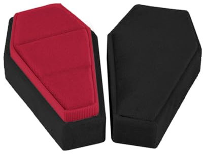 BOGEEL Elegante Sargförmige Ringbox im Gothic-Stil, Schmuckbehälter, Vintage-Ringhalter, modische Halloween-Dekoration
