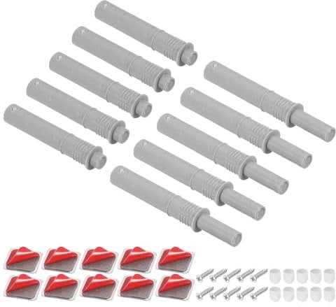 sourcing map 10 Pcs Magnetic Push Latches for Cabinet Door, 2.87x0.4 Inch Push to Open Door Latch Cabinet Hardware, Hidden Door Release Drawer Pull on Closet Touch, Plastic Grey 73x10mm