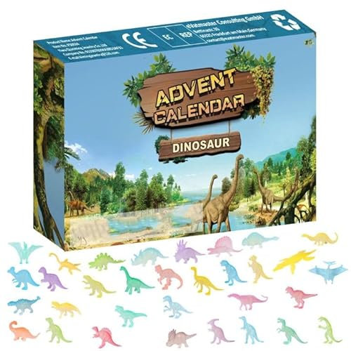 2024 Weihnachten Countdown-Kalender Blind Weihnachten Dinosaurier Advent Kalender Geeignet Für Kinder 3 Und Oben Als Weihnachten Klz597 (White, 37.5x23x3cm)