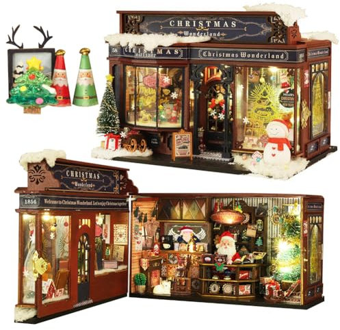 TOPBSFARNY Tiny House Kit mit Musikbewegung 3D Holz Puppenhaus Miniatur Kits für Erwachsene, DIY Holz Handwerk Puppenhaus Modell Vintage Shop Kits Geburtstag Home Decor (Ohne Staubschutz)