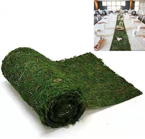 Marooma Moos Tischläufer, Lange Getrocknete Moosblattrolle mit Verschiedenen Größen Konservierte Moosmatte für Tischdekorationen Grünes Moos für Hochzeit Party Gartendekoration (B)