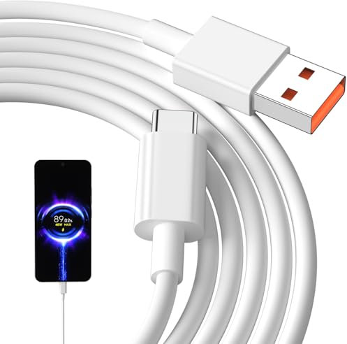 AIAUXAI 120W Cavo USB C 3 Metri per Xiaomi 15 Ultra 14T 13T 12 11T Pro Pad 6 45W Type-C Ricarica Rapida per Redmi 14C 13C Note 14 13 12 Pro Pad SE Ricarica 90W per Black Shark 5 Pro 4 3 POCO X7 F6 M6
