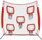 Trainingsnetz, Baseball-Softball-Übungsnetz mit 5 Zieltaschen, Rugby Wurfnetz Netz 2.13 x 2.13 m, Baseball Pitching Net für Schlagen, Fangen, Pitchen (Rot)