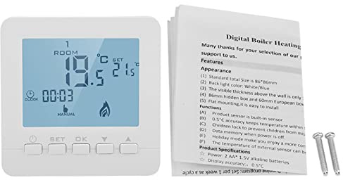 Programmable Thermostat for Gas Boiler Digital LCD 7 Day | LCD Display Room Thermostat with Child Lock, Holiday Mode, Wall Mounted for Heating Controller Home Office