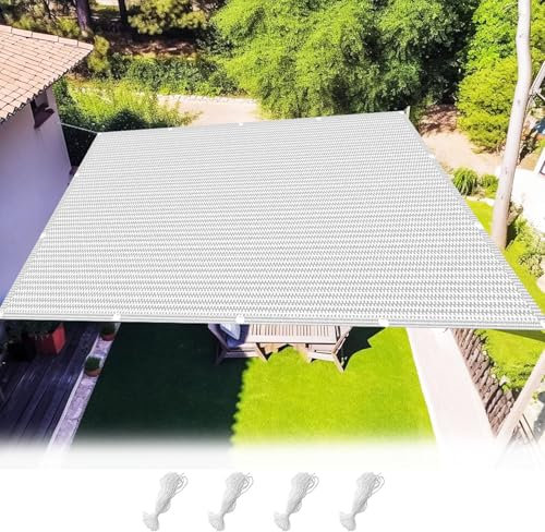 Sonnenschirm Segel Sonnenschutz Netz 240 x 800 cm HDPE Gewebe Wasserabweisend & Windabweisend Sonnenschutz Schattennetz Schattenspender für Balkon Terrasse, Weiß