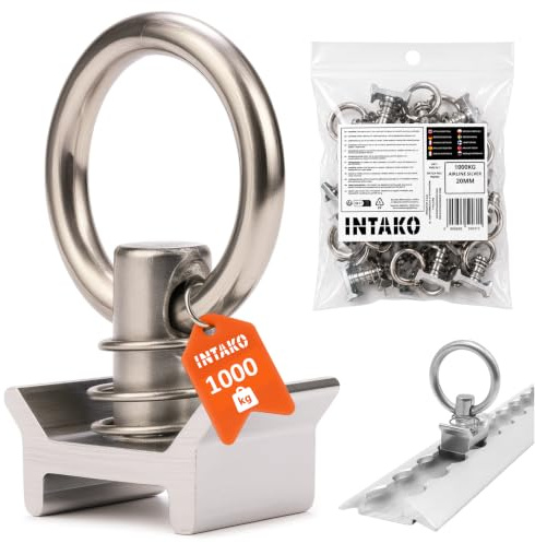 10 Stück Airline Fitting (Silber/Orange) - Airlineschiene Zurröse mit Ring 1000 kg Tragfähigkeit, PKW & Anhänger Zubehör (10, Silber)