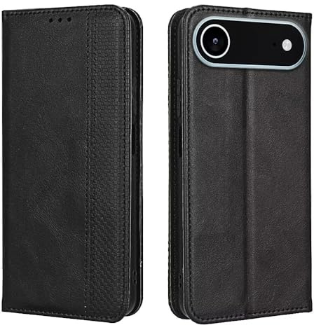 EASSGU Custodia per Smartphone, Compatible with iPhone Air/iPhone 17 Air (6.5 Inches) Pelle PU Flip Folio Cover con Interruttore Magnetico, [3 Slot Schede] [1 Portafoglio] Case - Nero
