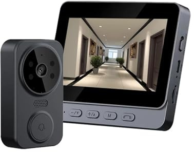 NGTFDCP Doorbell Camera, 4.3 Inch IPS Screen 2.4G Wireless Visual Intercom Doorbell with Screen Smart High Definition Video Monitoring Two-Way Intercom,Home Security System