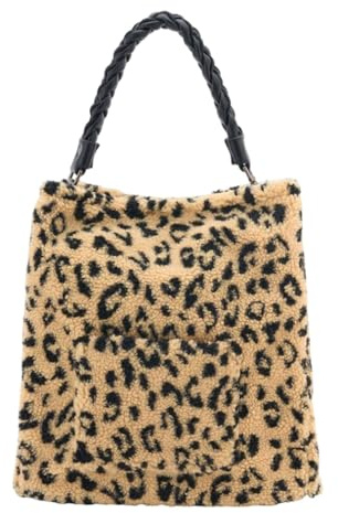 FREDsBRUDER Leder Schultertasche Umhängetasche Furry Friend Hobo Bag Dotty Leo hellbraun