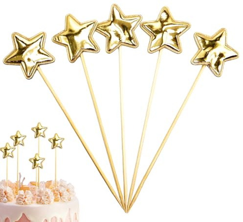 Cupcake-Dekoration, Sterne, Kuchendekoration für Geburtstag – 5 x Cupcake-Picks mit Sternen | Cupcake Pentagramm Dekoration Pfahl Backen Essen Dekor liefern Segen