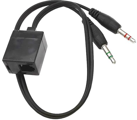 Guangcailun Robustes 35 cm RJ9 4P4C Adapterkabel (Buchse auf Stecker) für Büro Headsets, robustes Kopfhörer und Telefon Splitterkabel, schwarz, Business RJ9 4P4C Buchse auf zwei 3,5 mm Stecker