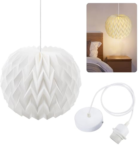 Vaskula Origami Design Papier Lampenschirm Papierlampenschirm Origami und Kabel Lampenschirms Papier Lampenschirm Deko Laterne Deckenlampen Shade für Wohnzimmer Schlafzimmer Esszimmer