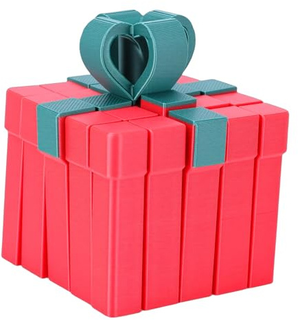 Pssopp Ärgerliche Geschenkbox, 3D-gedruckte Geschenkbox, Komplexe Struktur, Beweglich, Veränderbar, Stapelbar, Lustige Puzzle-Struktur, 3D-gedruckte Überraschungsbox für Spielzeugornamente Nan (rot