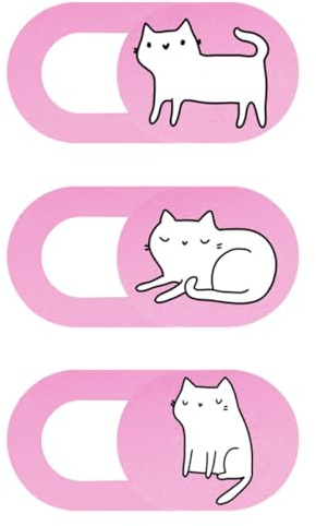 EXHUMKY 3pcs Pink Cat Webcam Privacy Covers Laptop Camera Protectors Slide Security Cover Set for Computers Tablets Mobile Phones