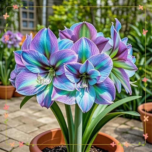 Rares Amaryllis-Zwiebelgemisch zum sofortigen Pflanzen/Goldenes Jade-Gravur, sieht wunderschön aus, Amaryllis-Mischung, gut für Behälter - Weihnachtsdekoration.-1Bulb-E