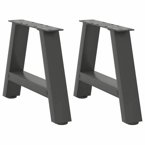 HFXHIJXQ 2 Pieds de Table Basse en A, Pied de Table Métal Design Industriel Anthracite, Hauteur Réglable 30-31 cm Largeur 40 cm, Support Acier Thermolaqué avec Vis
