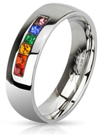 beyoutifulthings funkelnder Regenbogen Band-Ring Chirurgenstahl 316L Verlobungs-Ring Partner-Ring Trau-Ring 47(15)-69(22)