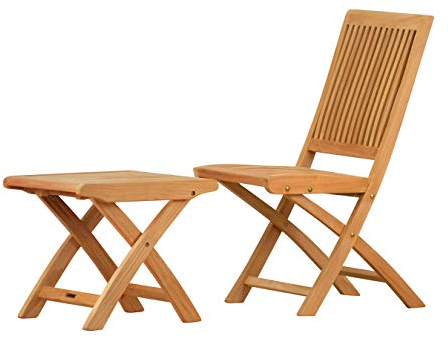 Kai Wiechmann Teak Set Klappstuhl + Fußhocker edel ✓ wetterfest ✓
