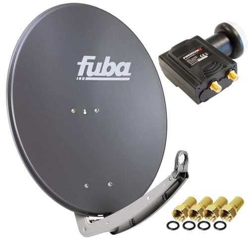 Fuba DAA 780 Satellitenantenne Aluminium in Anthrazit HDTV 3D 4K Premium X Deluxe Twin LNB Sat