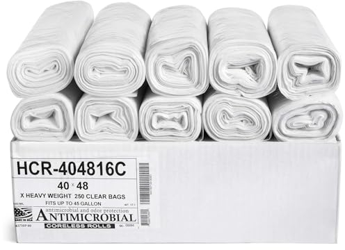 Aluf plastiques Hcr-404816 C haute densité étoile scellé sans noyau Rouleau de sacs, 45 GAL, polyéthylène, 101,6 x 121,9 cm, Clear (lot de 250)